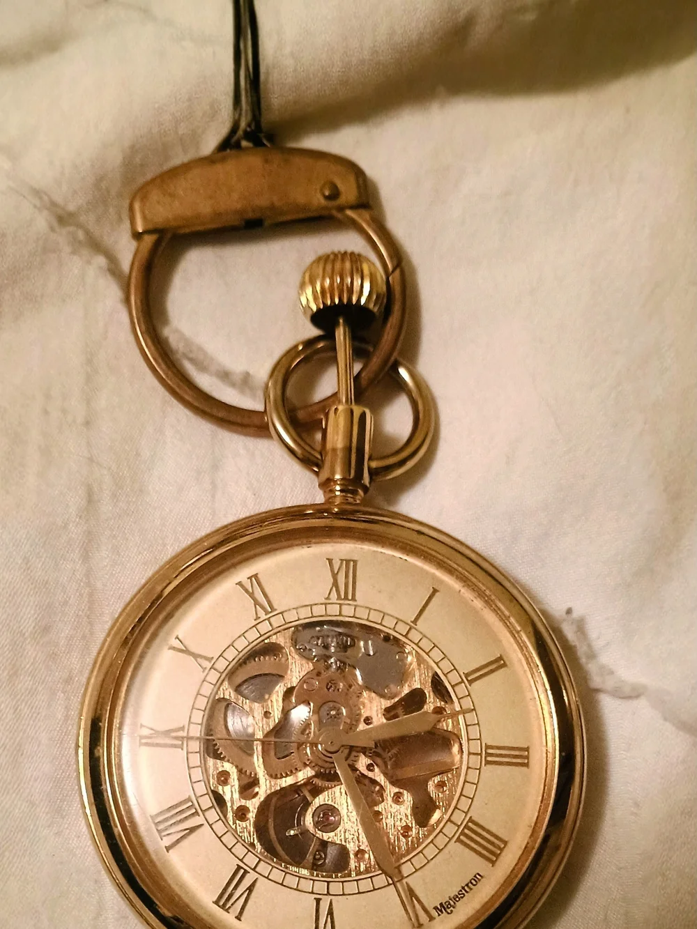 Gold Pocket Watch with Skeleton Dial - Unbranded